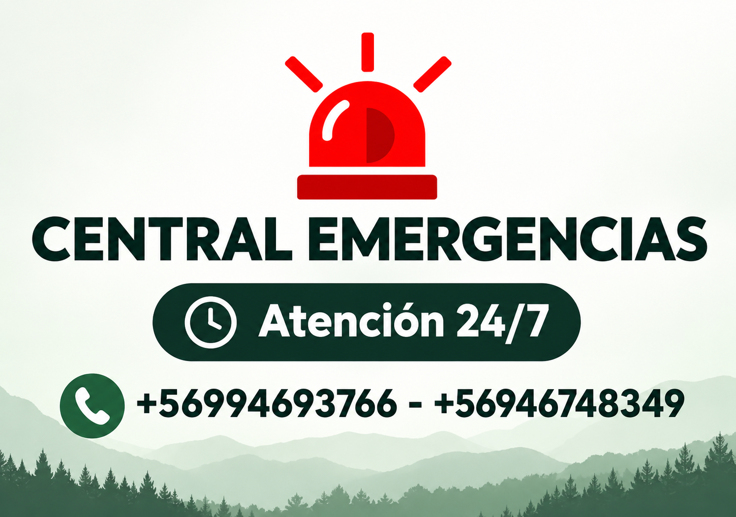 Afiche de la Central de Emergencias con atención 24/7